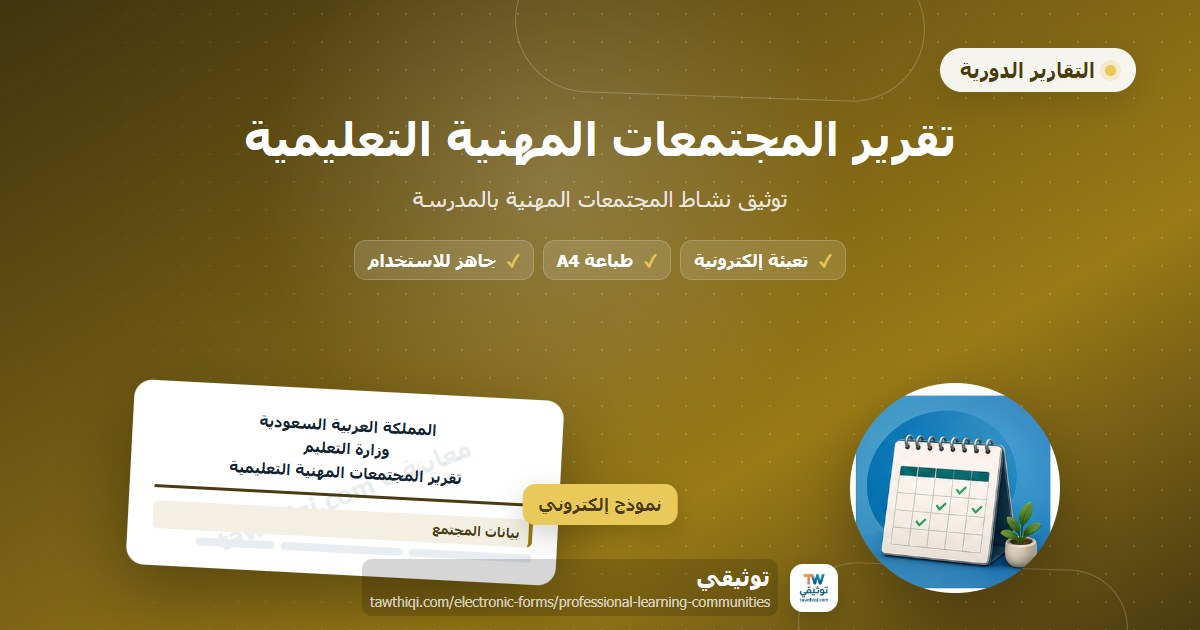 تقرير المجتمعات المهنية التعليمية — نموذج إلكتروني مدرسي جاهز للتعبئة والطباعة A4 من منصة توثيقي