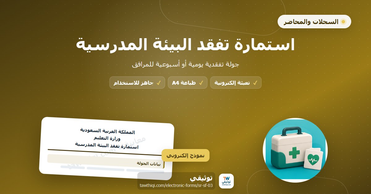 استمارة تفقد البيئة المدرسية — نموذج إلكتروني مدرسي جاهز للتعبئة والطباعة A4 من منصة توثيقي