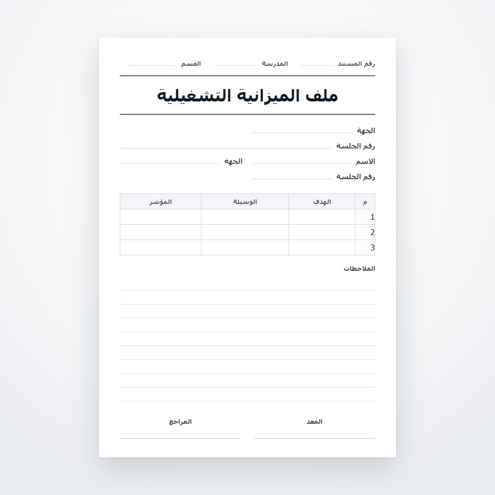 ملف الميزانية التشغيلية